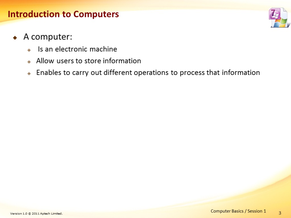 3 Introduction to Computers A computer: Is an electronic machine Allow users to store